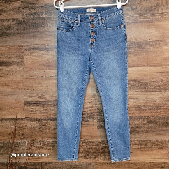 Madewell Jeans 28 Skinny Crop 9" Mid Rise Tummy Control Dewey Wash AJ173 - Picture 1 of 13